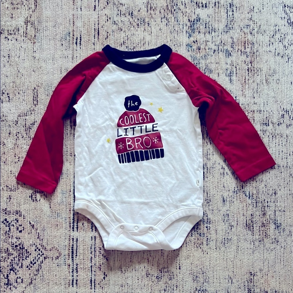 Coolest Little Bro Red and White Onesie